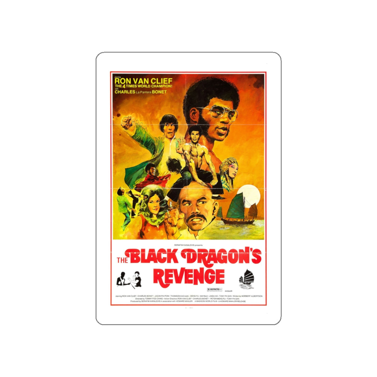 THE BLACK DRAGON'S REVENGE 1975 Movie Poster STICKER Vinyl Die-Cut Decal-White-The Sticker Space