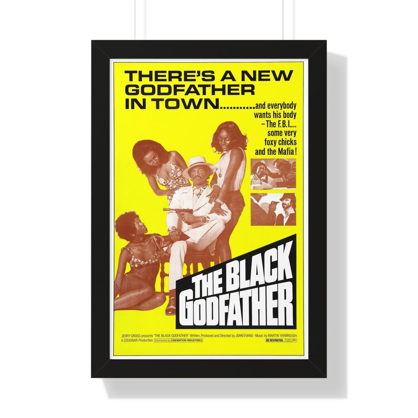 THE BLACK GODFATHER 1974 - Framed Movie Poster-16″ x 24″-The Sticker Space