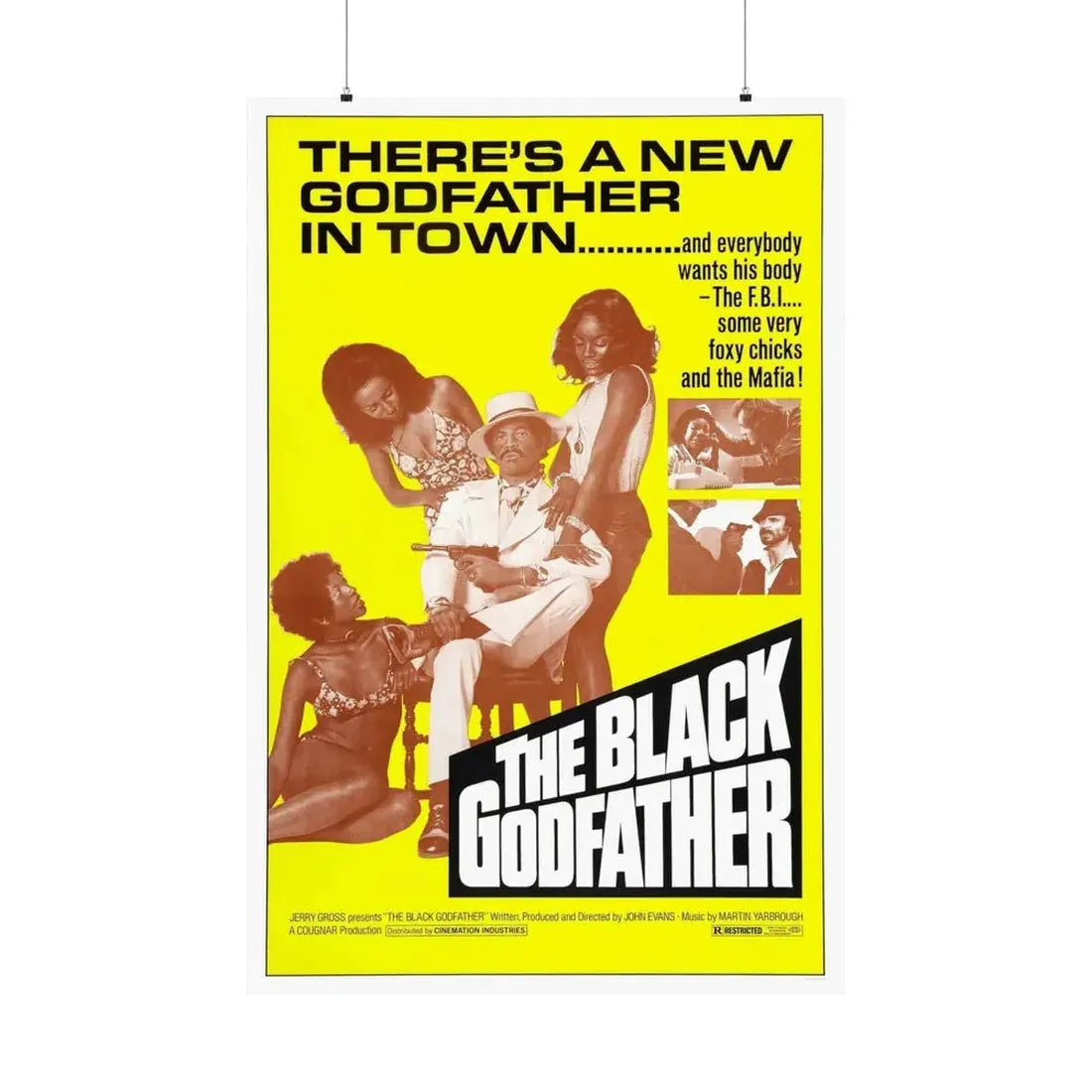 THE BLACK GODFATHER 1974 - Paper Movie Poster 36" x 54" Matte - The Sticker Space