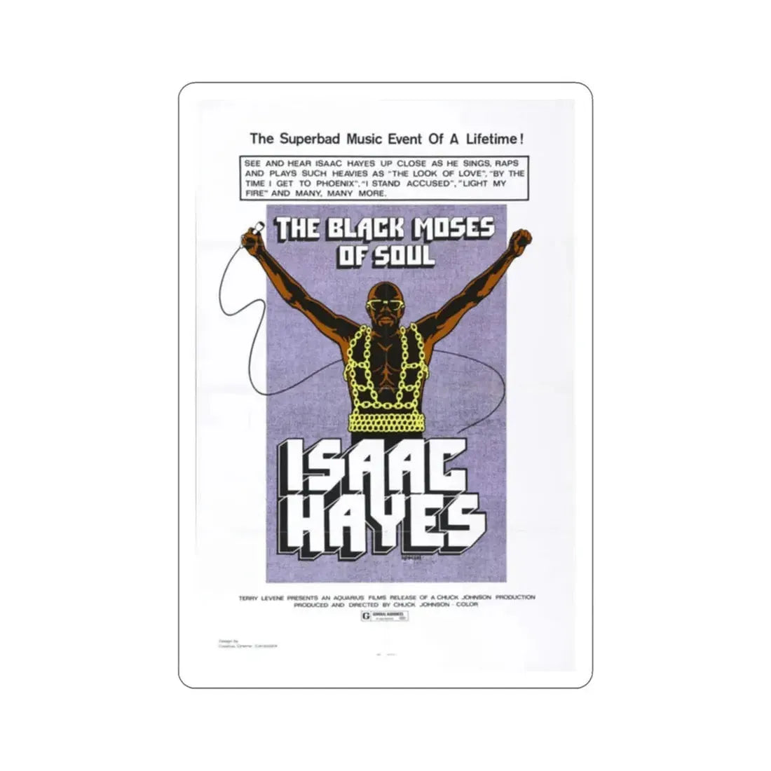 The Black Moses of Soul 1973 Movie Poster STICKER Vinyl Die-Cut Decal 2 Inch - The Sticker Space