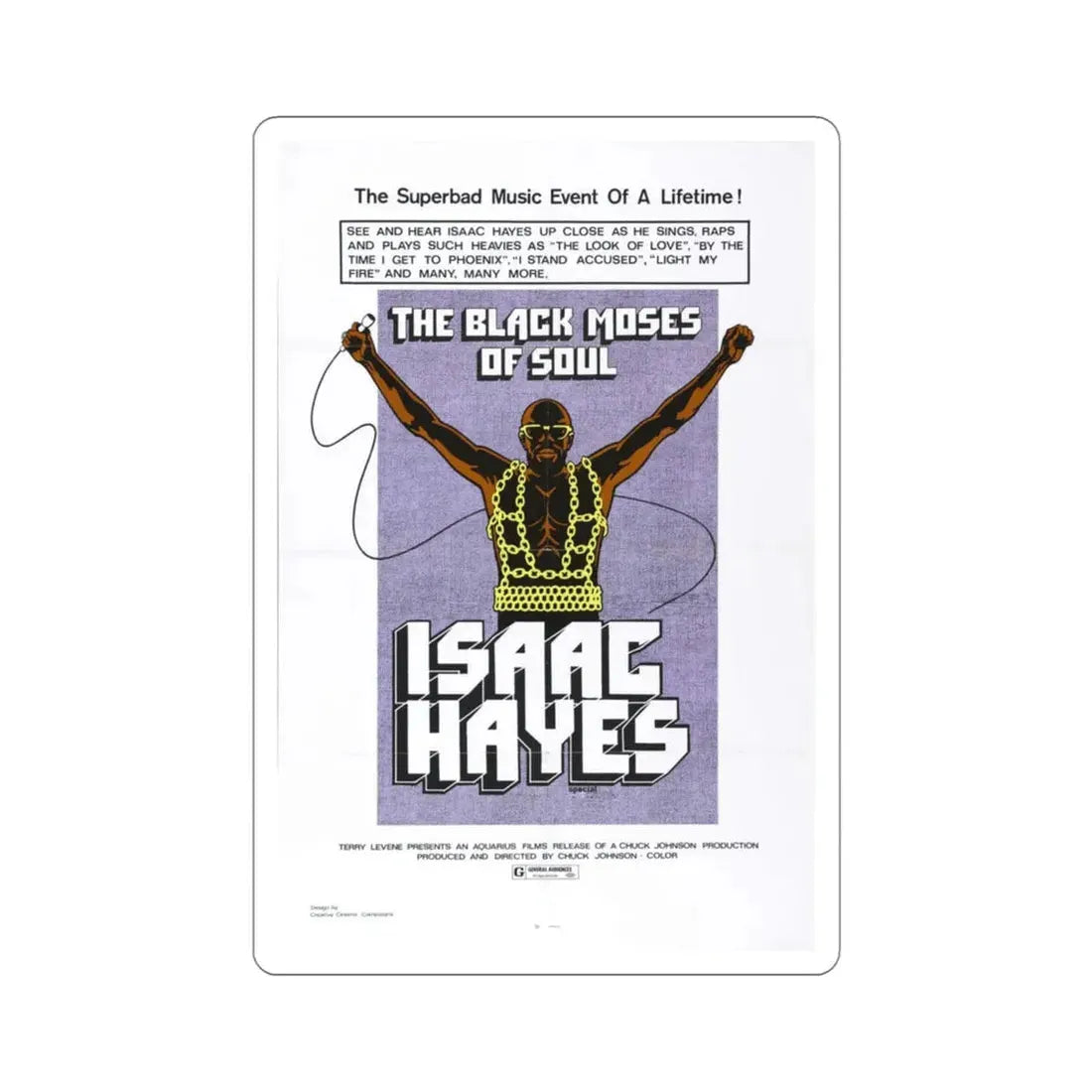 The Black Moses of Soul 1973 Movie Poster STICKER Vinyl Die-Cut Decal 3 Inch - The Sticker Space