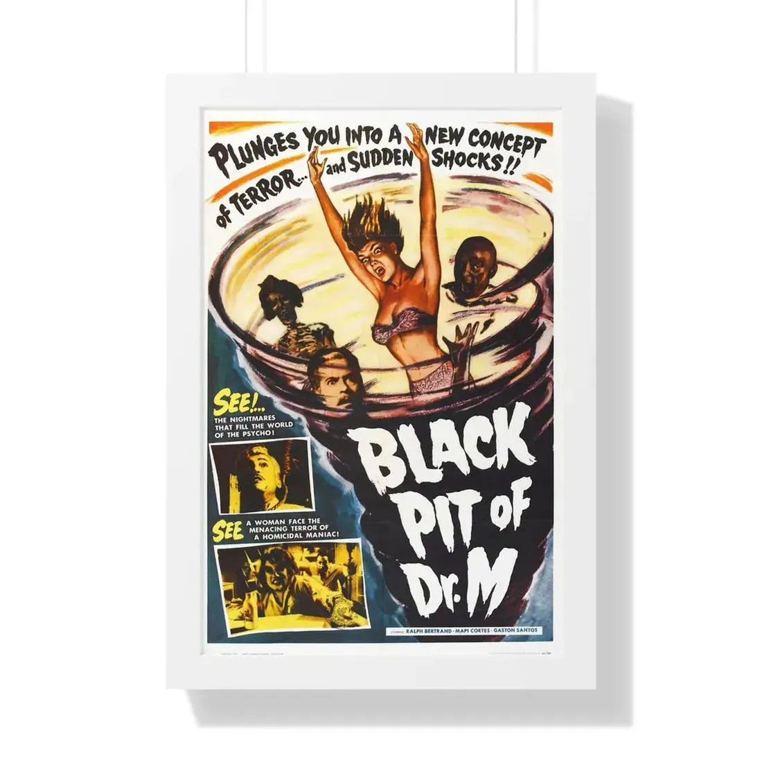 THE BLACK PIT OF DR. M 1959 - Framed Movie Poster 16″ x 24″ White - The Sticker Space
