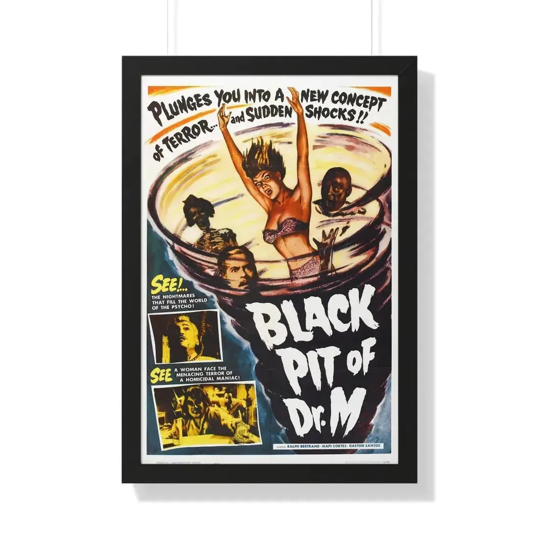 THE BLACK PIT OF DR. M 1959 - Framed Movie Poster 20" x 30" Black - The Sticker Space