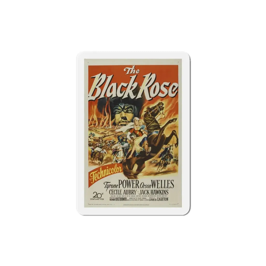 The Black Rose 1950 Movie Poster Refrigerator Magnet 4 Inch - The Sticker Space