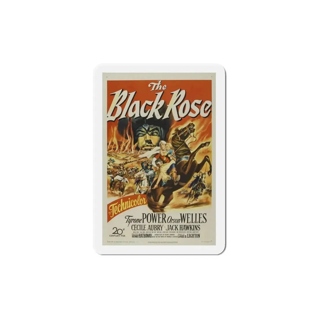 The Black Rose 1950 Movie Poster Refrigerator Magnet 6 Inch - The Sticker Space