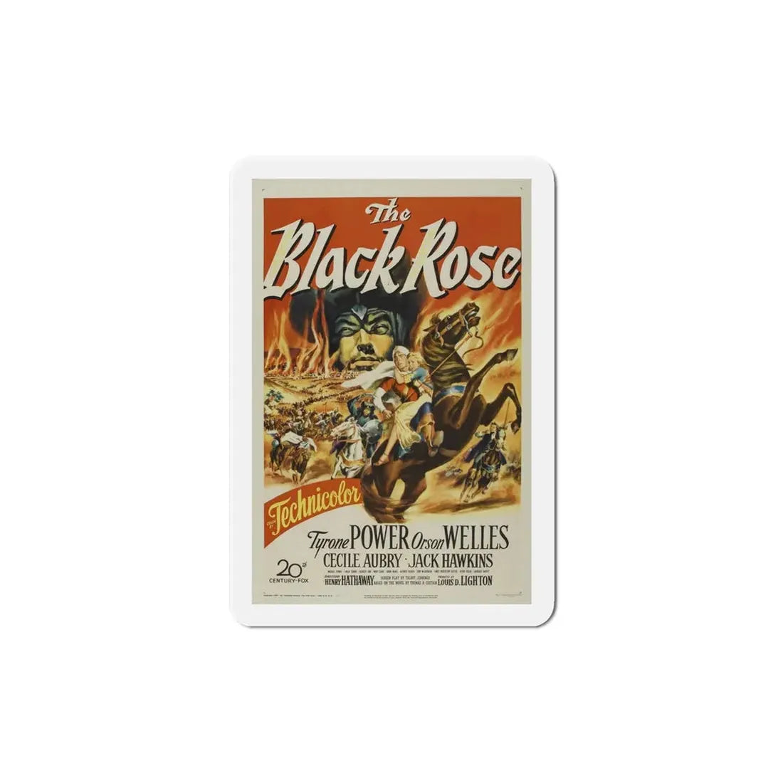 The Black Rose 1950 Movie Poster Refrigerator Magnet 6 Inch - The Sticker Space