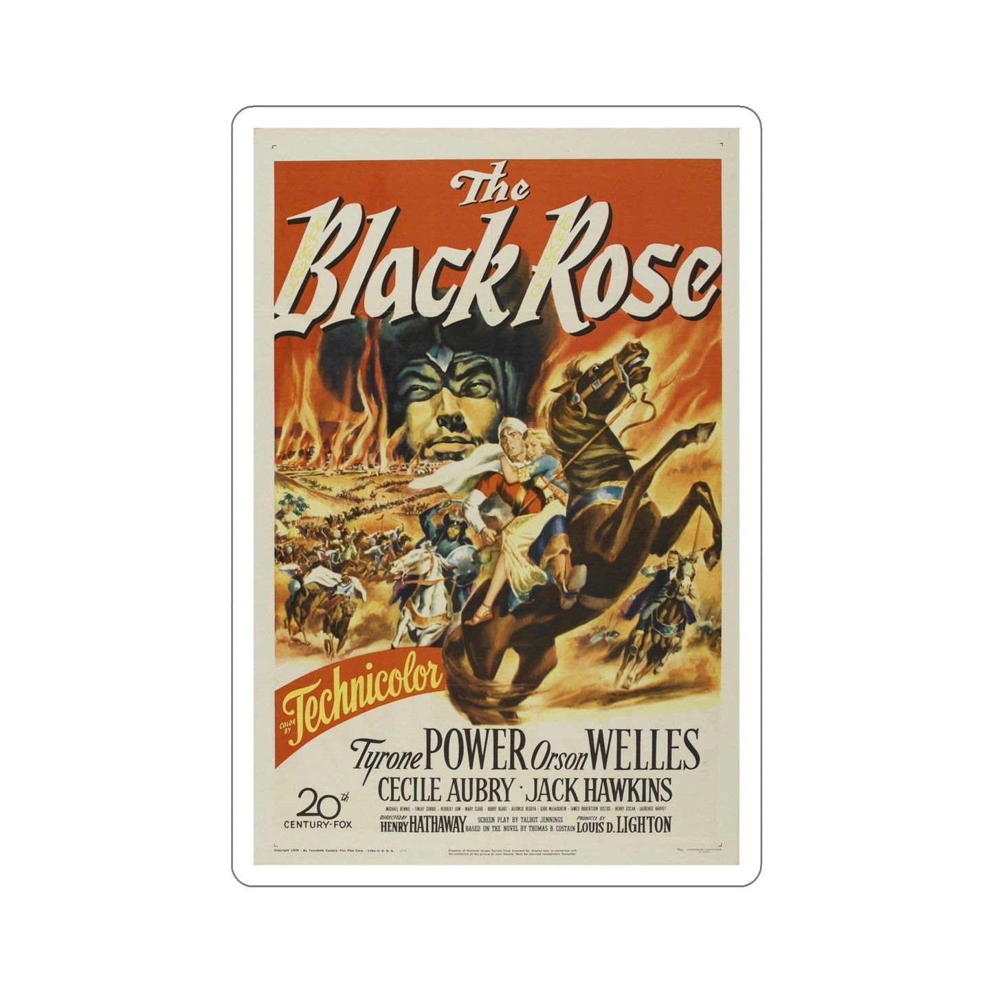 The Black Rose 1950 Movie Poster STICKER Vinyl Die-Cut Decal-5 Inch-The Sticker Space