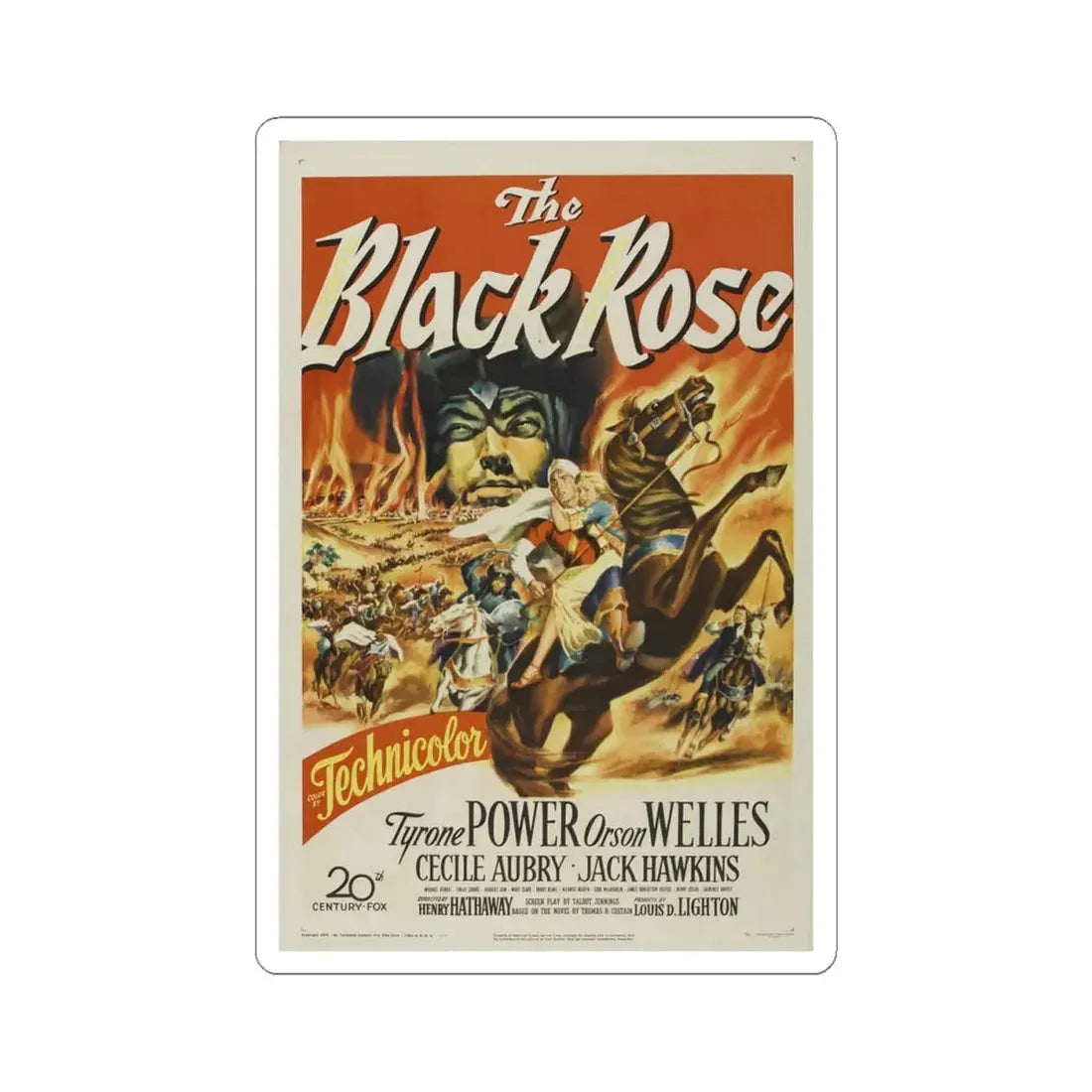 The Black Rose 1950 Movie Poster - STICKER Vinyl Kiss-Cut Decal 4 Inch White - The Sticker Space