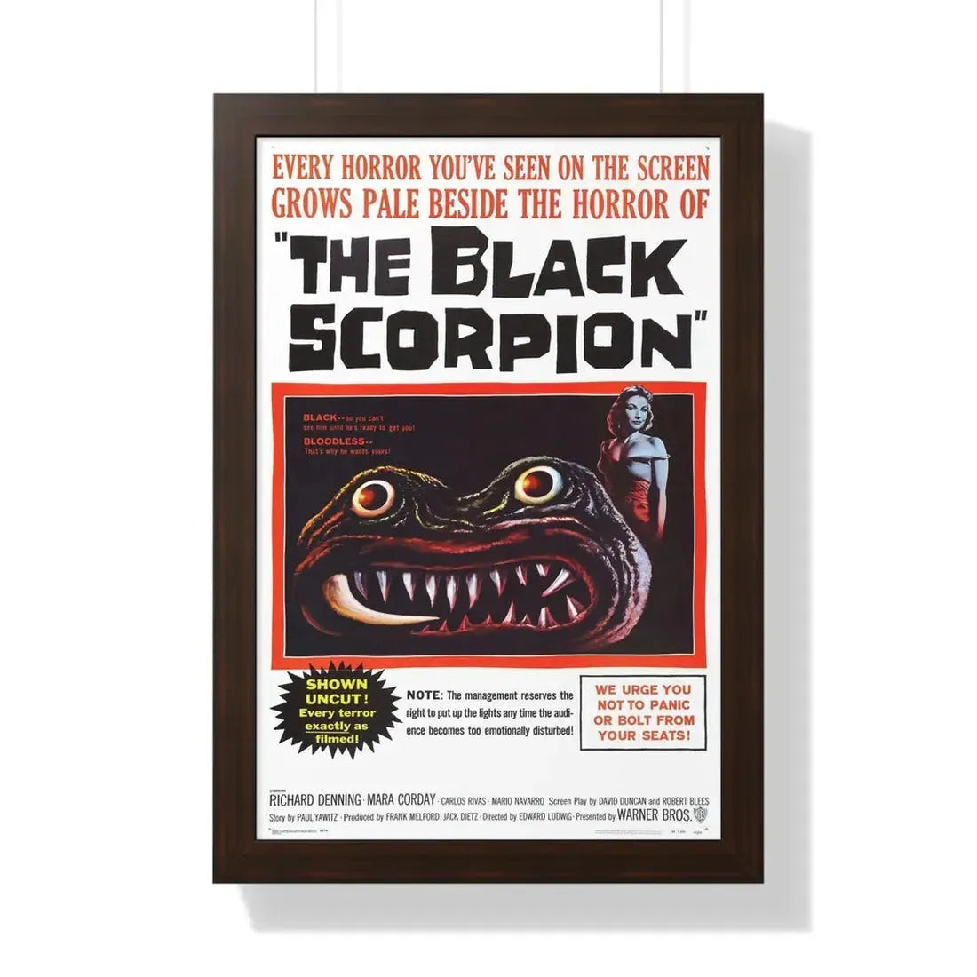 THE BLACK SCORPION 1957 - Framed Movie Poster 16″ x 24″ Walnut - The Sticker Space