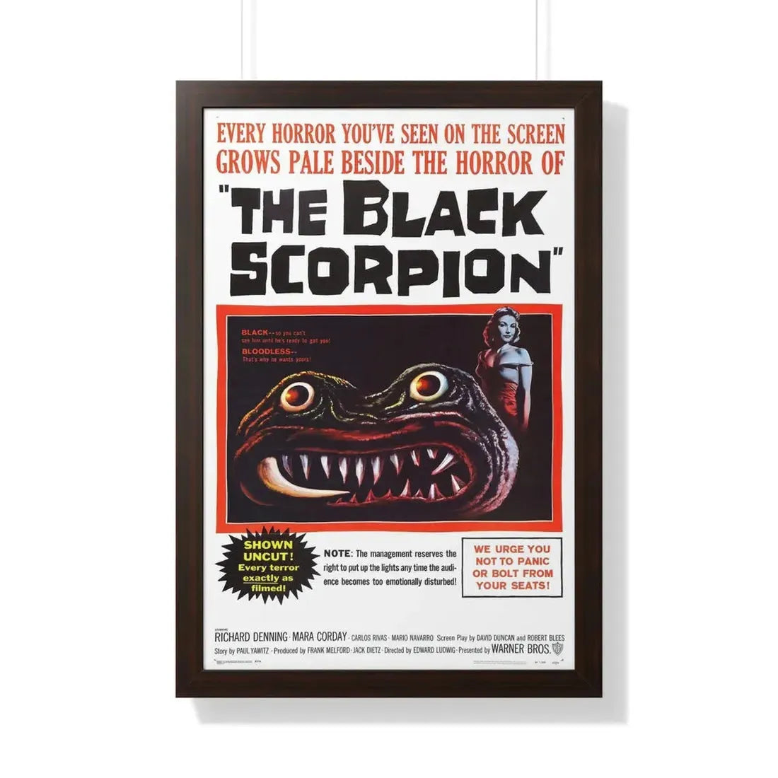 THE BLACK SCORPION 1957 - Framed Movie Poster 20" x 30" Walnut - The Sticker Space