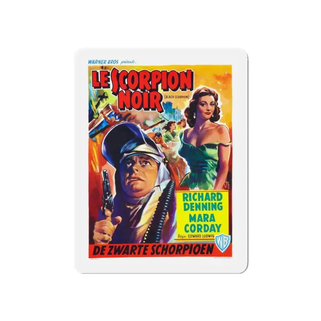 THE BLACK SCORPION (BELGIAN) 1957 Movie Poster - Refrigerator Magnet 3 Inch Die-Cut - The Sticker Space