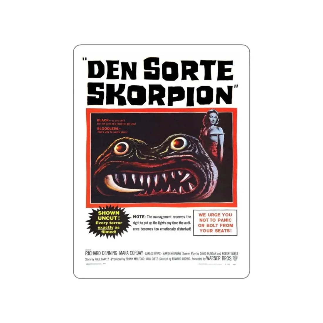 THE BLACK SCORPION (DANISH) 1957 Movie Poster STICKER Vinyl Die-Cut Decal 3 Inch - The Sticker Space