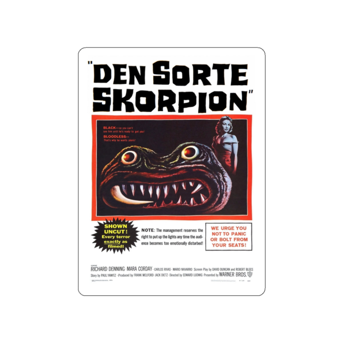 THE BLACK SCORPION (DANISH) 1957 Movie Poster STICKER Vinyl Die-Cut Decal-White-The Sticker Space