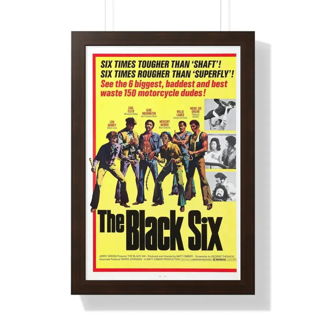 THE BLACK SIX 1974 - Framed Movie Poster 16″ x 24″ Walnut - The Sticker Space