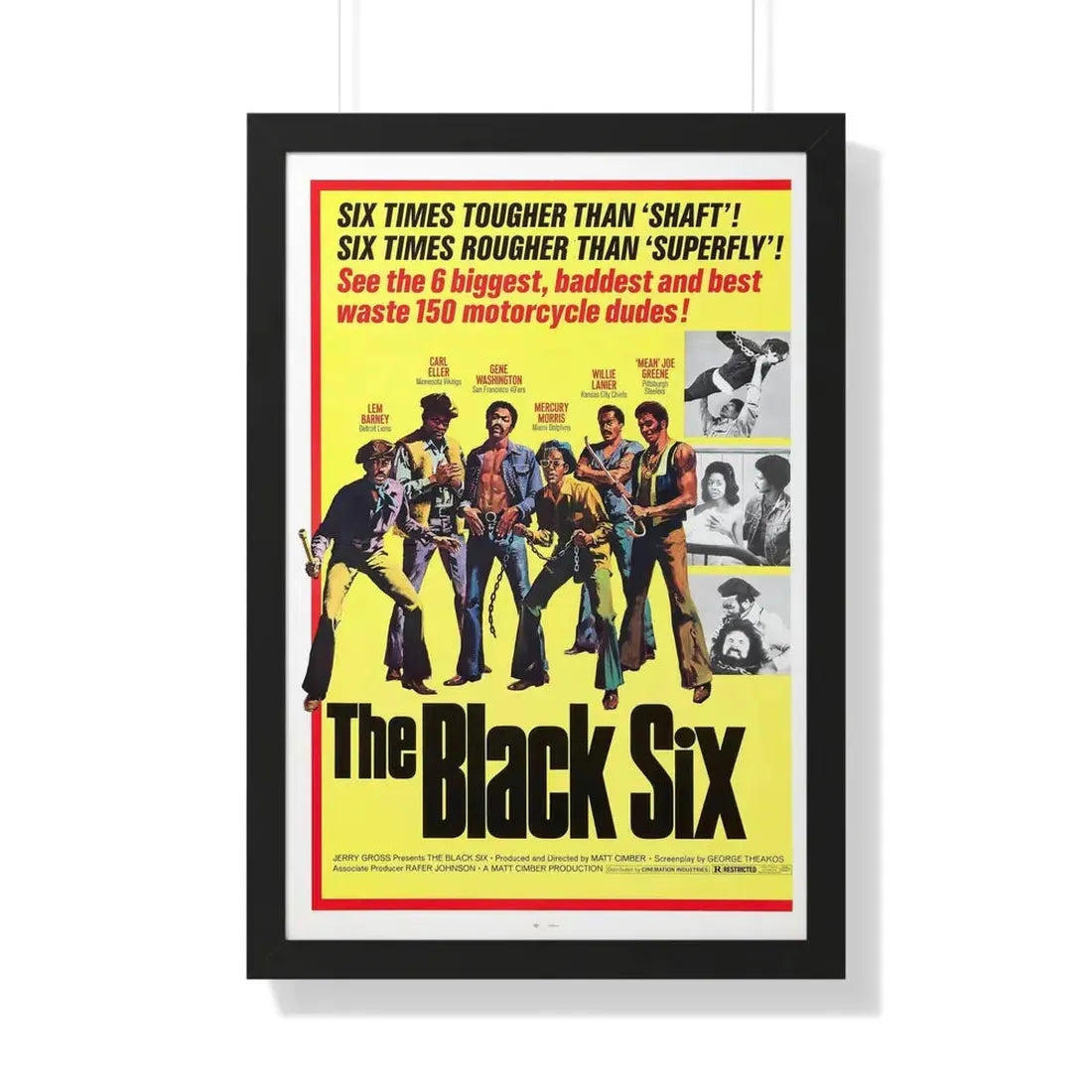 THE BLACK SIX 1974 - Framed Movie Poster 20" x 30" Black - The Sticker Space