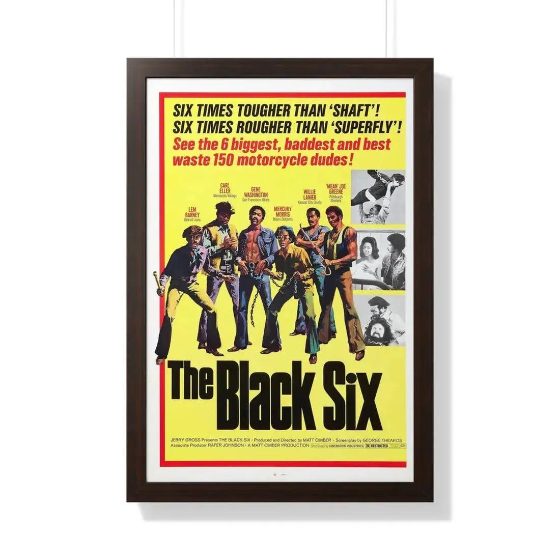THE BLACK SIX 1974 - Framed Movie Poster 20" x 30" Walnut - The Sticker Space