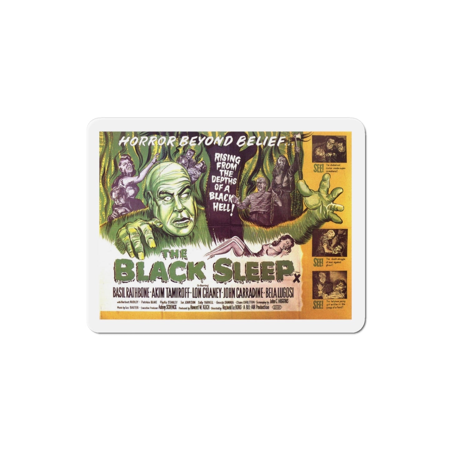 The Black Sleep 1956 Movie Poster Die-Cut Magnet-3 Inch-The Sticker Space