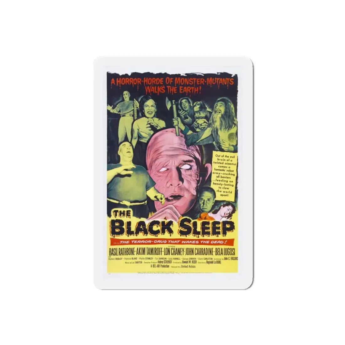THE BLACK SLEEP 1956 Movie Poster - Refrigerator Magnet 5 Inch Die-Cut - The Sticker Space