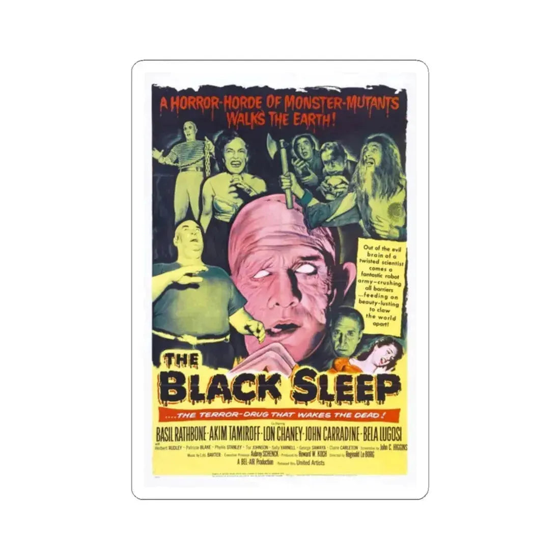 THE BLACK SLEEP 1956 Movie Poster - STICKER Vinyl Kiss-Cut Decal 2 Inch White - The Sticker Space