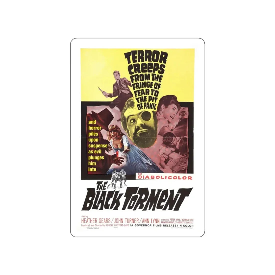 THE BLACK TORMENT 1964 Movie Poster STICKER Vinyl Die-Cut Decal 3 Inch - The Sticker Space