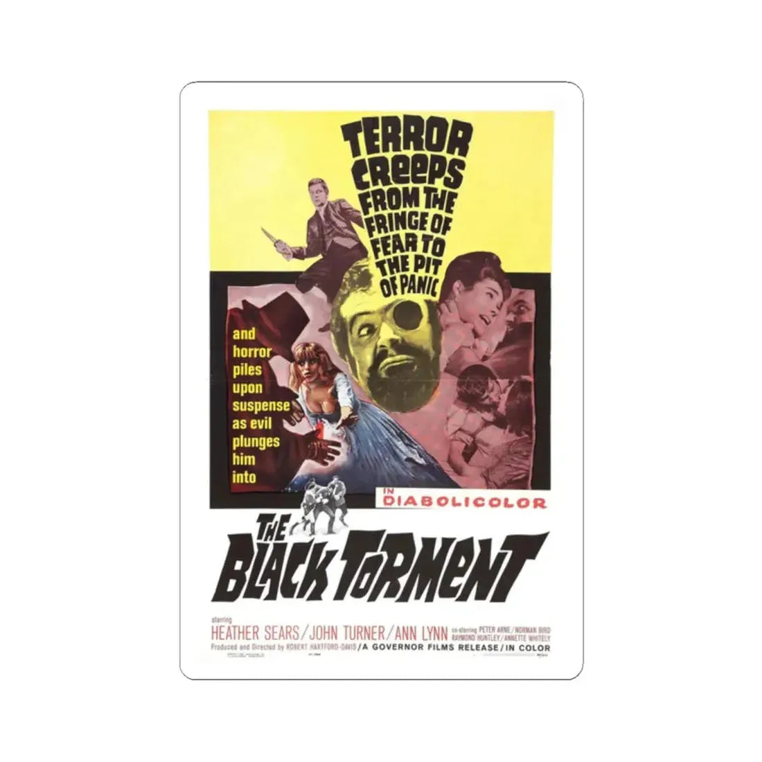 THE BLACK TORMENT 1964 Movie Poster - STICKER Vinyl Kiss-Cut Decal 2 Inch White - The Sticker Space