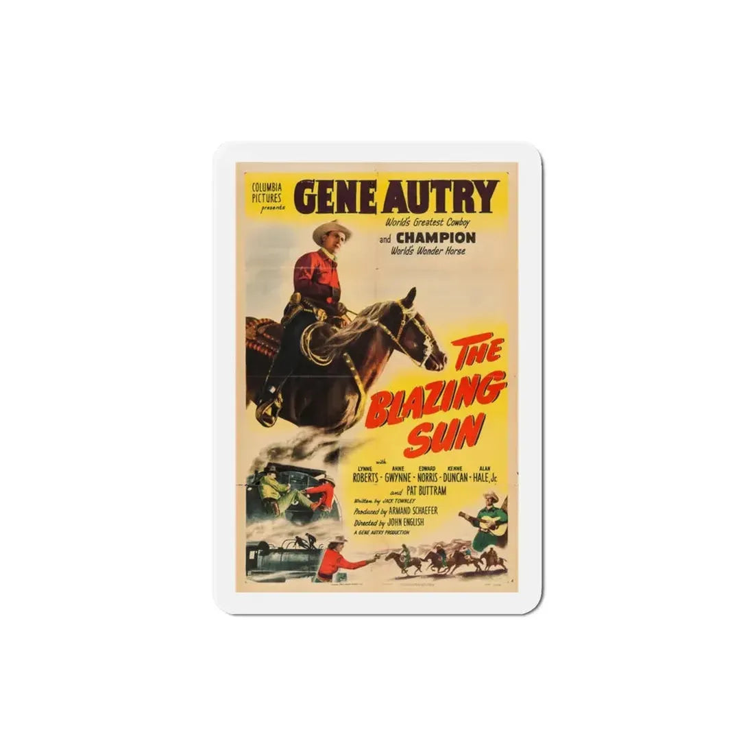 The Blazing Sun 1950 Movie Poster Refrigerator Magnet 3 Inch - The Sticker Space