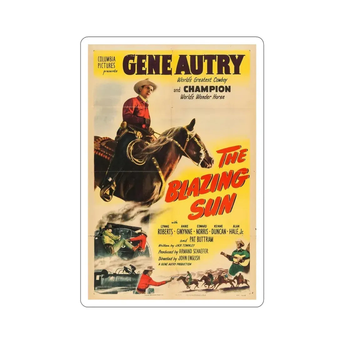 The Blazing Sun 1950 Movie Poster STICKER Vinyl Die-Cut Decal 5 Inch - The Sticker Space
