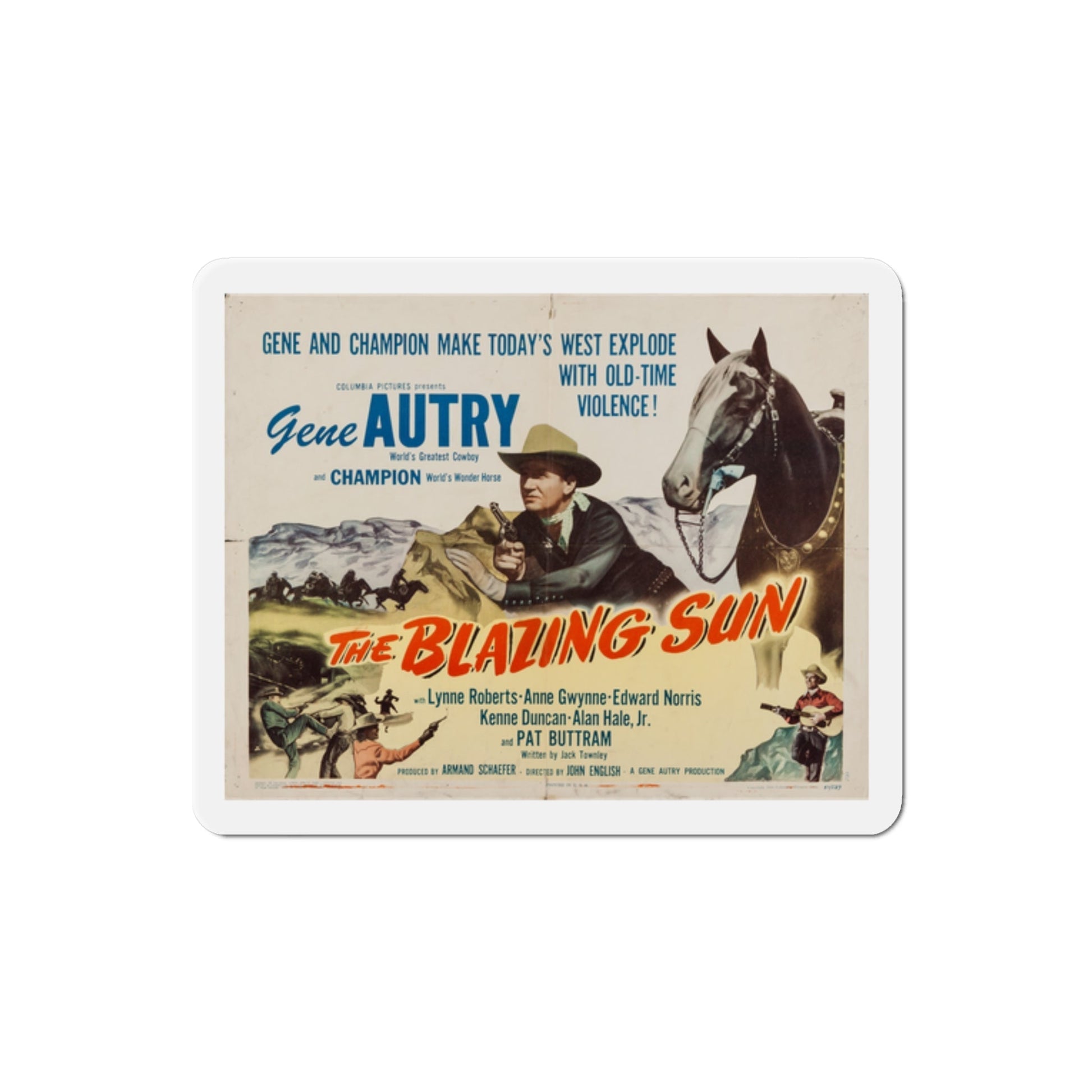 The Blazing Sun 1950 v2 Movie Poster Die-Cut Magnet-2 Inch-The Sticker Space