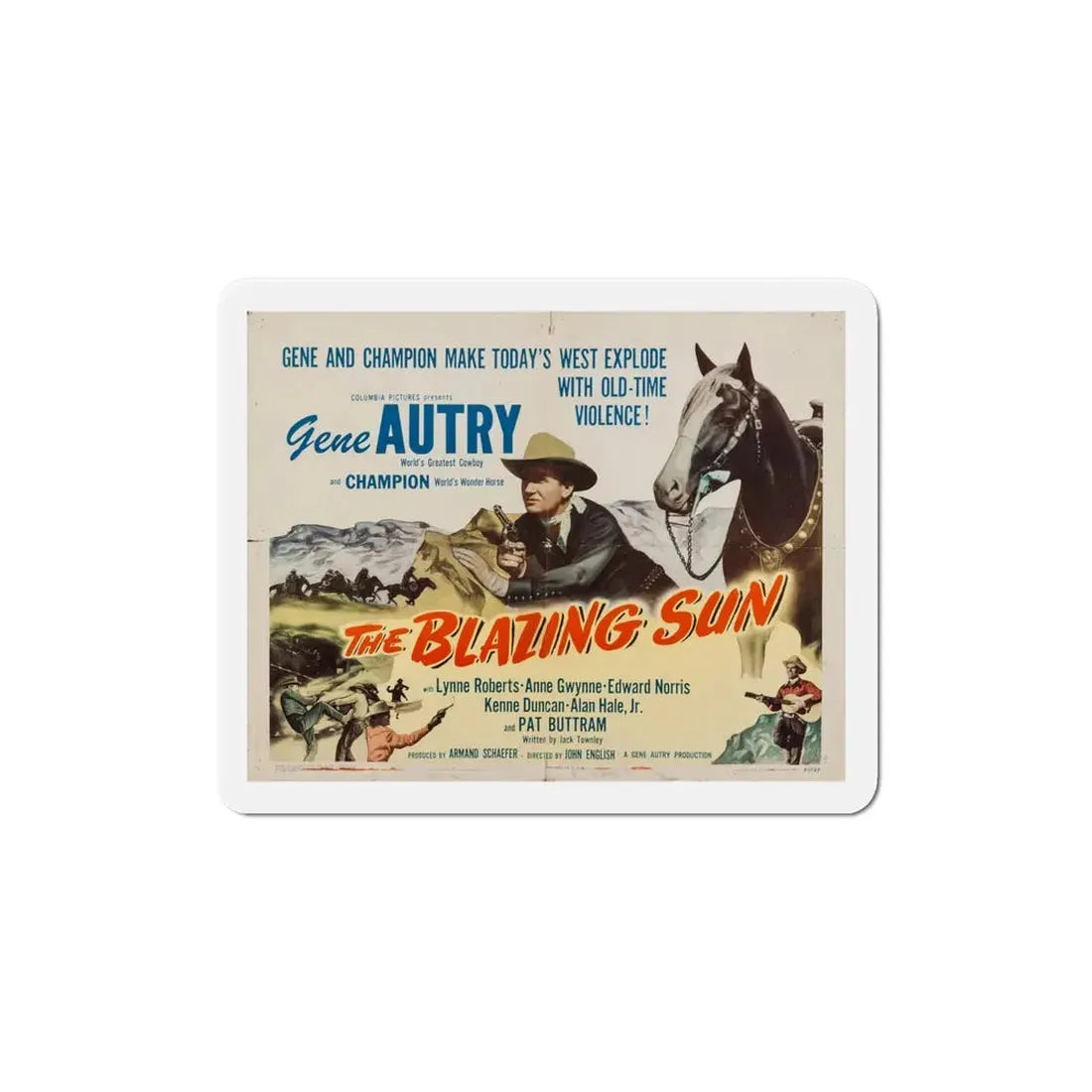 The Blazing Sun 1950 v2 Movie Poster Refrigerator Magnet 4 Inch - The Sticker Space