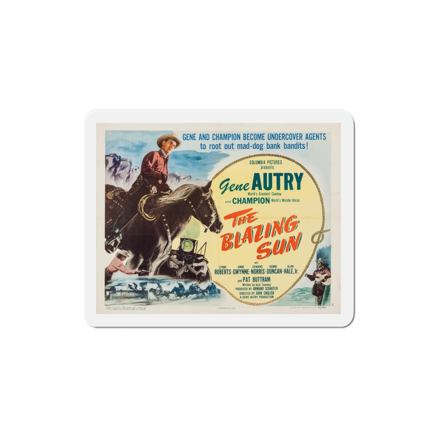 The Blazing Sun 1950 v3 Movie Poster Die-Cut Magnet-3 Inch-The Sticker Space