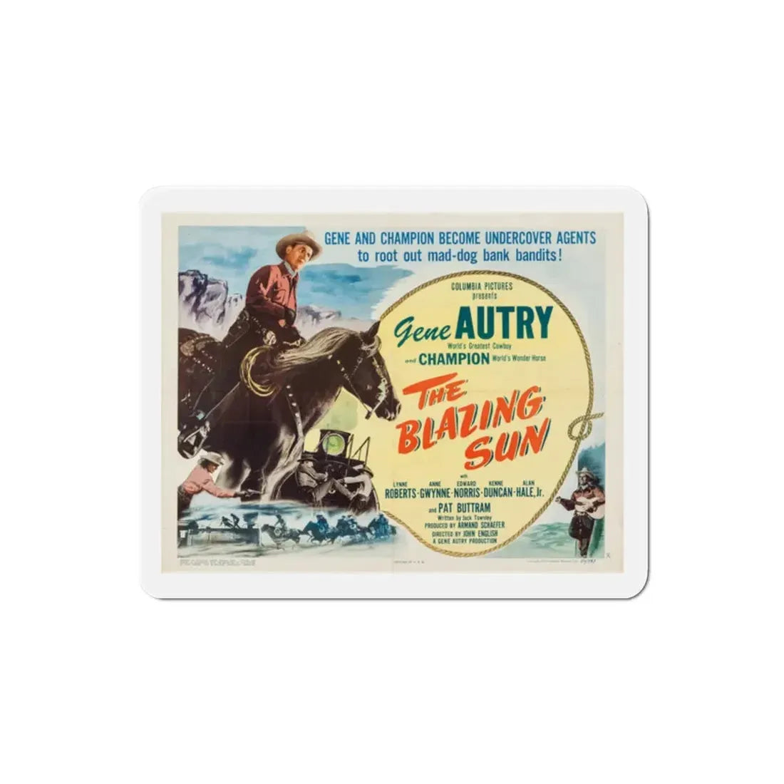 The Blazing Sun 1950 v3 Movie Poster Refrigerator Magnet 2 Inch - The Sticker Space