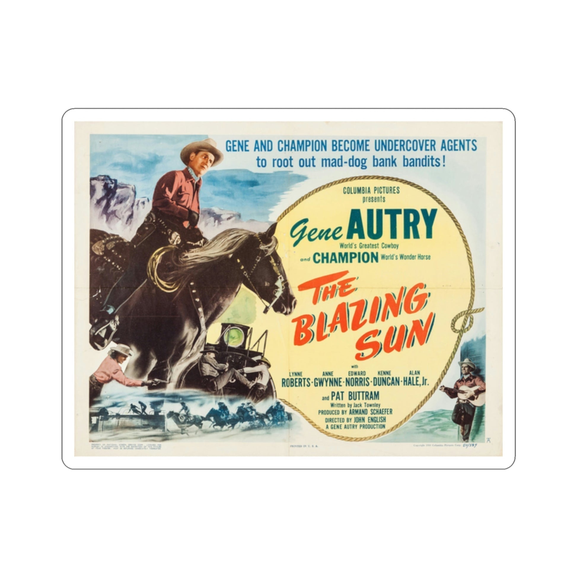 The Blazing Sun 1950 v3 Movie Poster STICKER Vinyl Die-Cut Decal-2 Inch-The Sticker Space