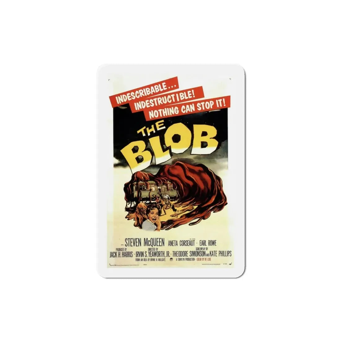 The Blob 1958 Movie Poster Refrigerator Magnet 3 Inch - The Sticker Space