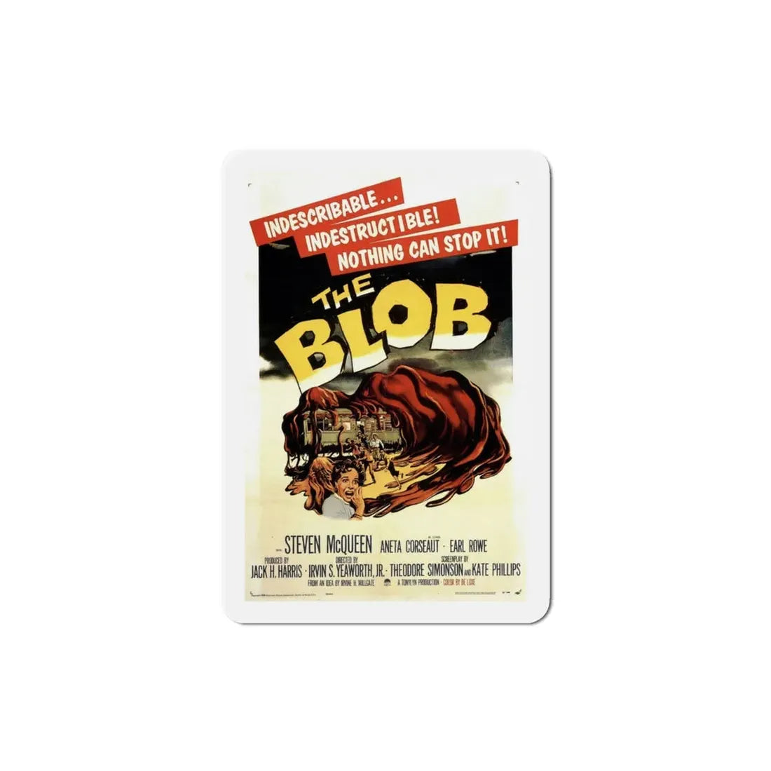 The Blob 1958 Movie Poster Refrigerator Magnet 4 Inch - The Sticker Space