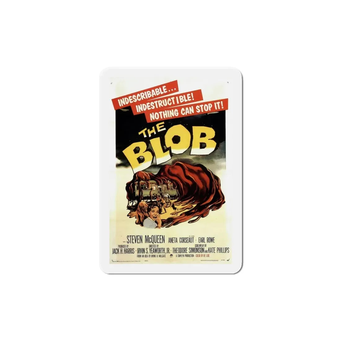 The Blob 1958 Movie Poster Refrigerator Magnet 5 Inch - The Sticker Space