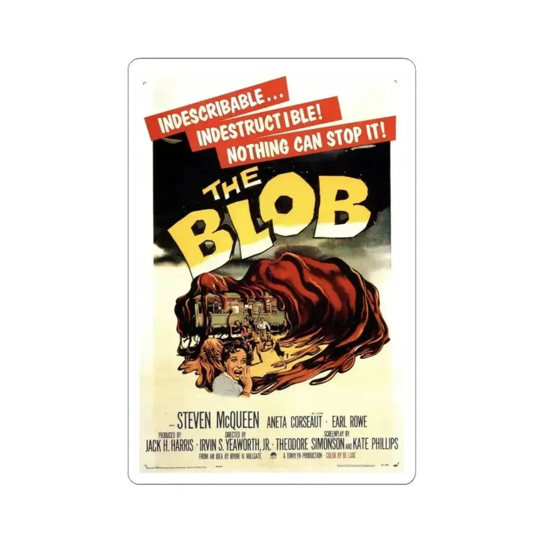 The Blob 1958 Movie Poster - STICKER Vinyl Kiss-Cut Decal 3 Inch White - The Sticker Space