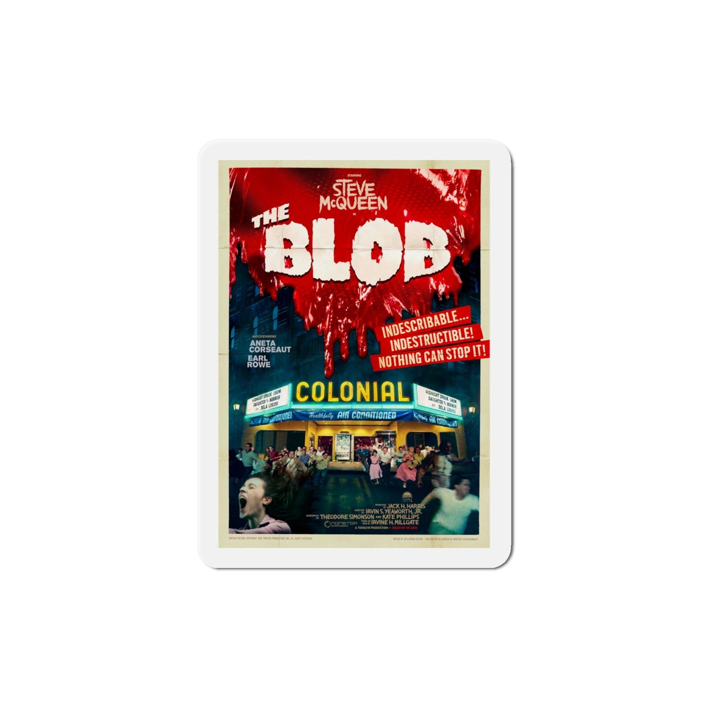 The Blob 1958 v2 Movie Poster Die-Cut Magnet-5 Inch-The Sticker Space