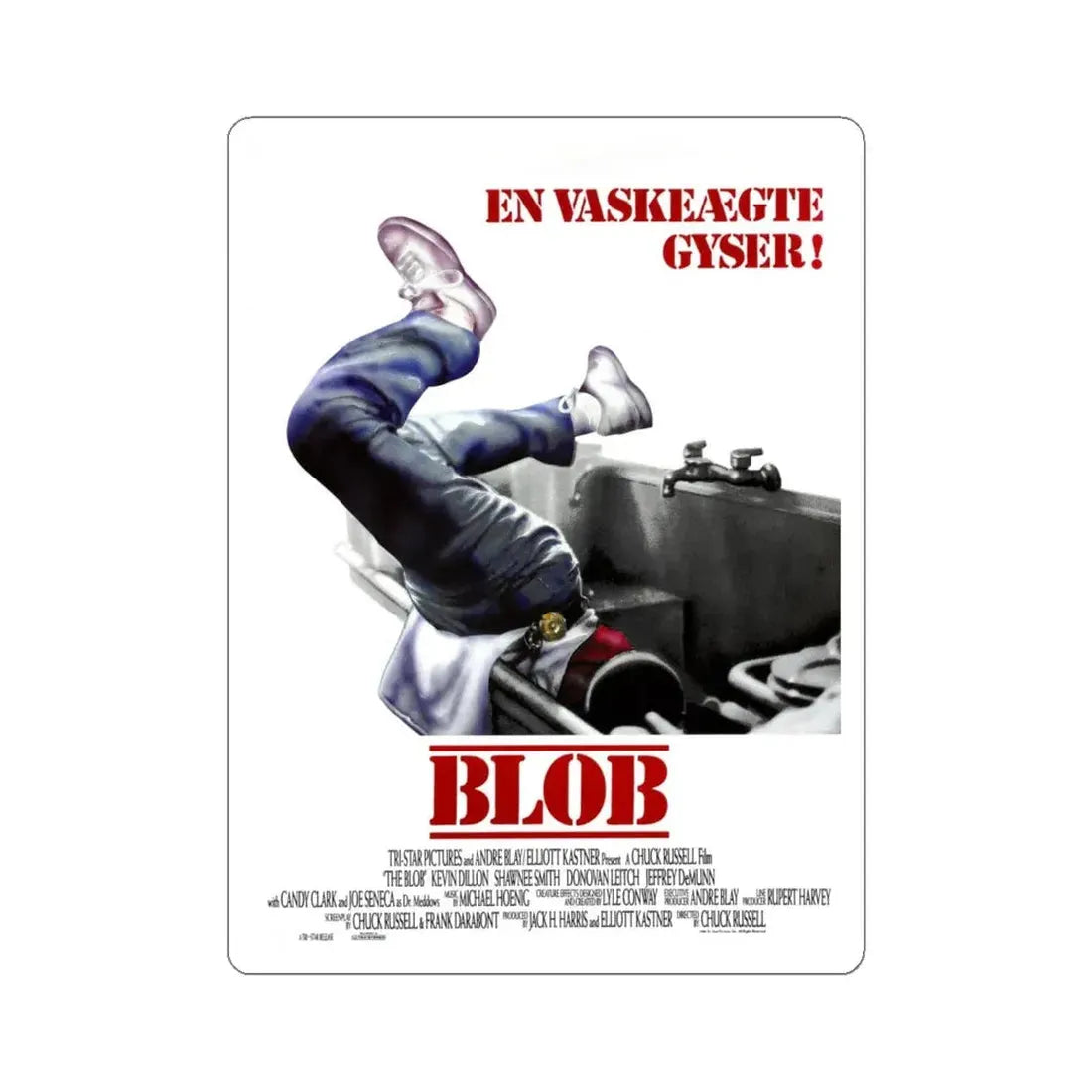 THE BLOB (DANISH) 1988 Movie Poster - STICKER Vinyl Kiss-Cut Decal 6 Inch White - The Sticker Space