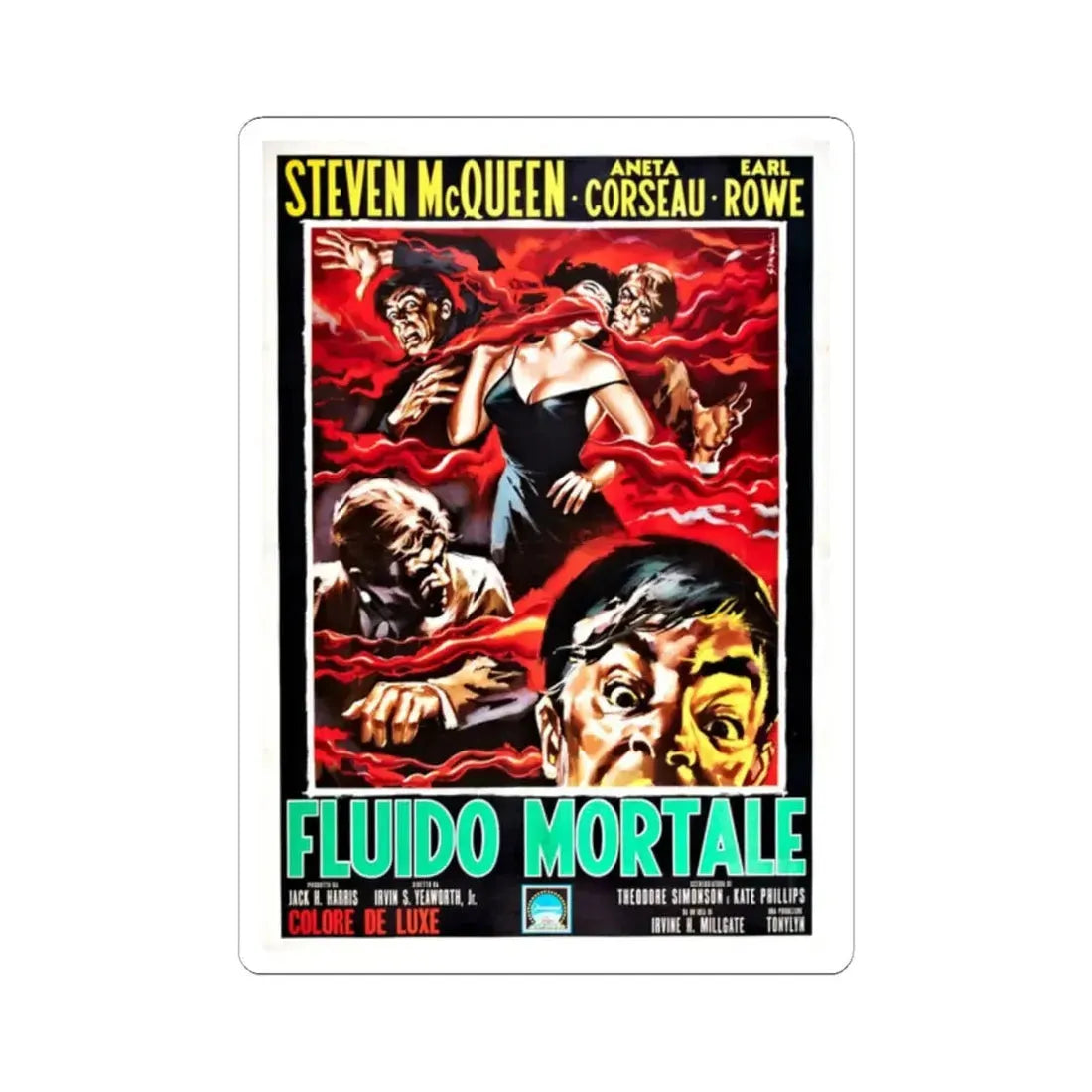 THE BLOB (ITALIAN) 1958 Movie Poster - STICKER Vinyl Kiss-Cut Decal 2 Inch White - The Sticker Space