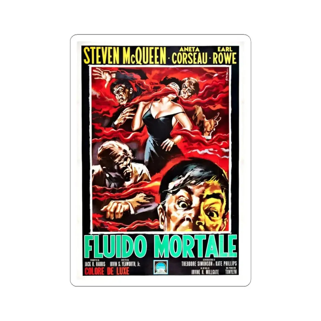 THE BLOB (ITALIAN) 1958 Movie Poster - STICKER Vinyl Kiss-Cut Decal 4 Inch White - The Sticker Space