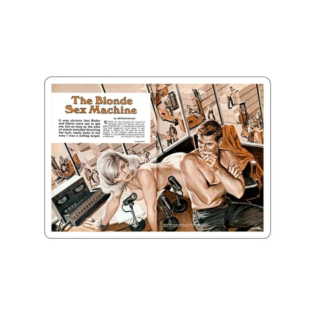 The Blonde Sex Machine (Magazine Illustration) STICKER Vinyl Die-Cut Decal White Die-Cut 2 Inch - The Sticker Space