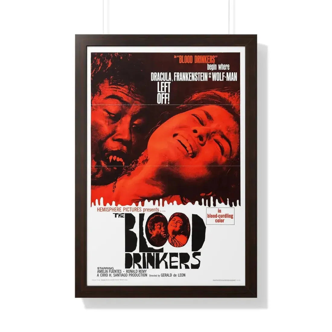 THE BLOOD DRINKERS 1964 - Framed Movie Poster 20" x 30" Walnut - The Sticker Space