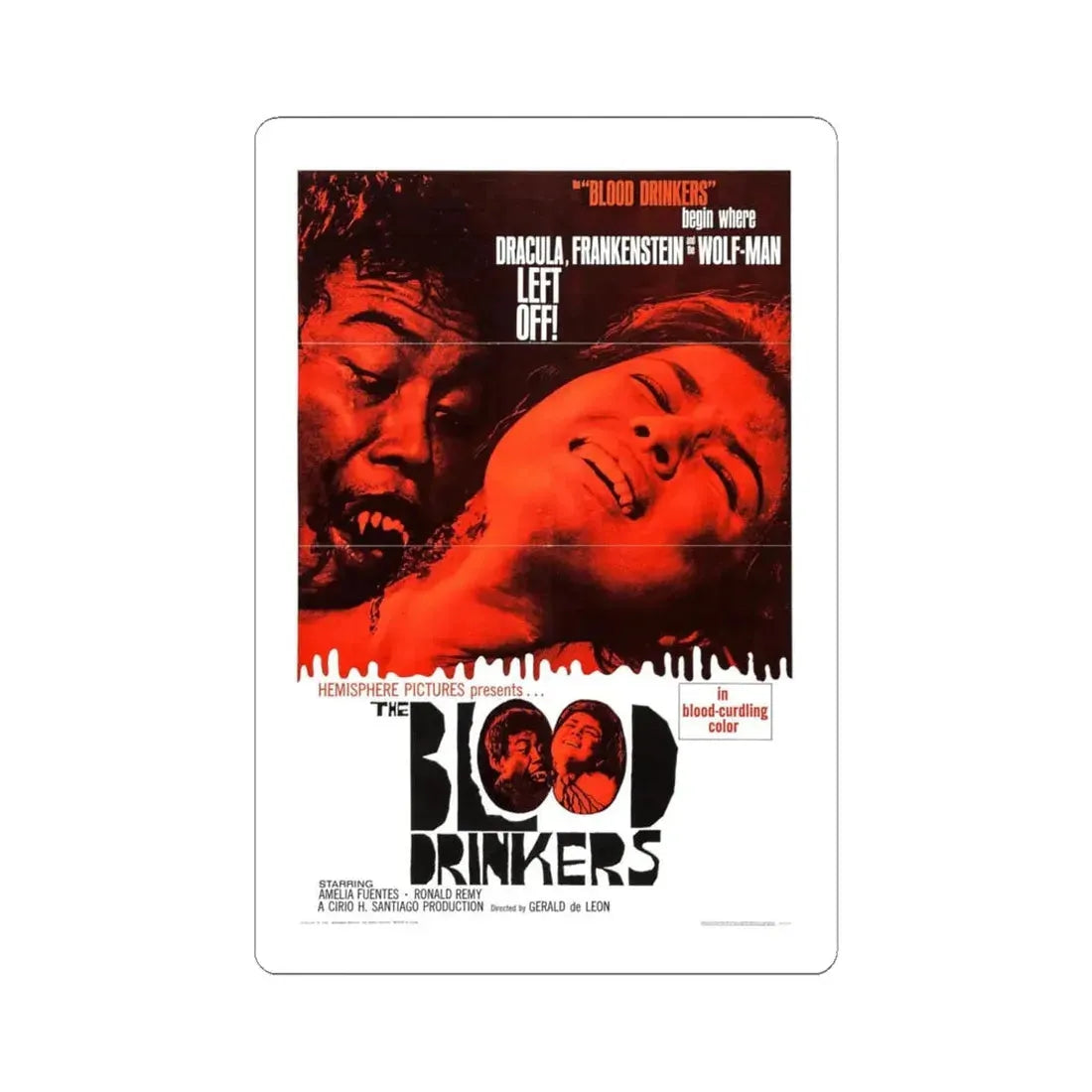 THE BLOOD DRINKERS 1964 Movie Poster - STICKER Vinyl Kiss-Cut Decal 6 Inch White - The Sticker Space