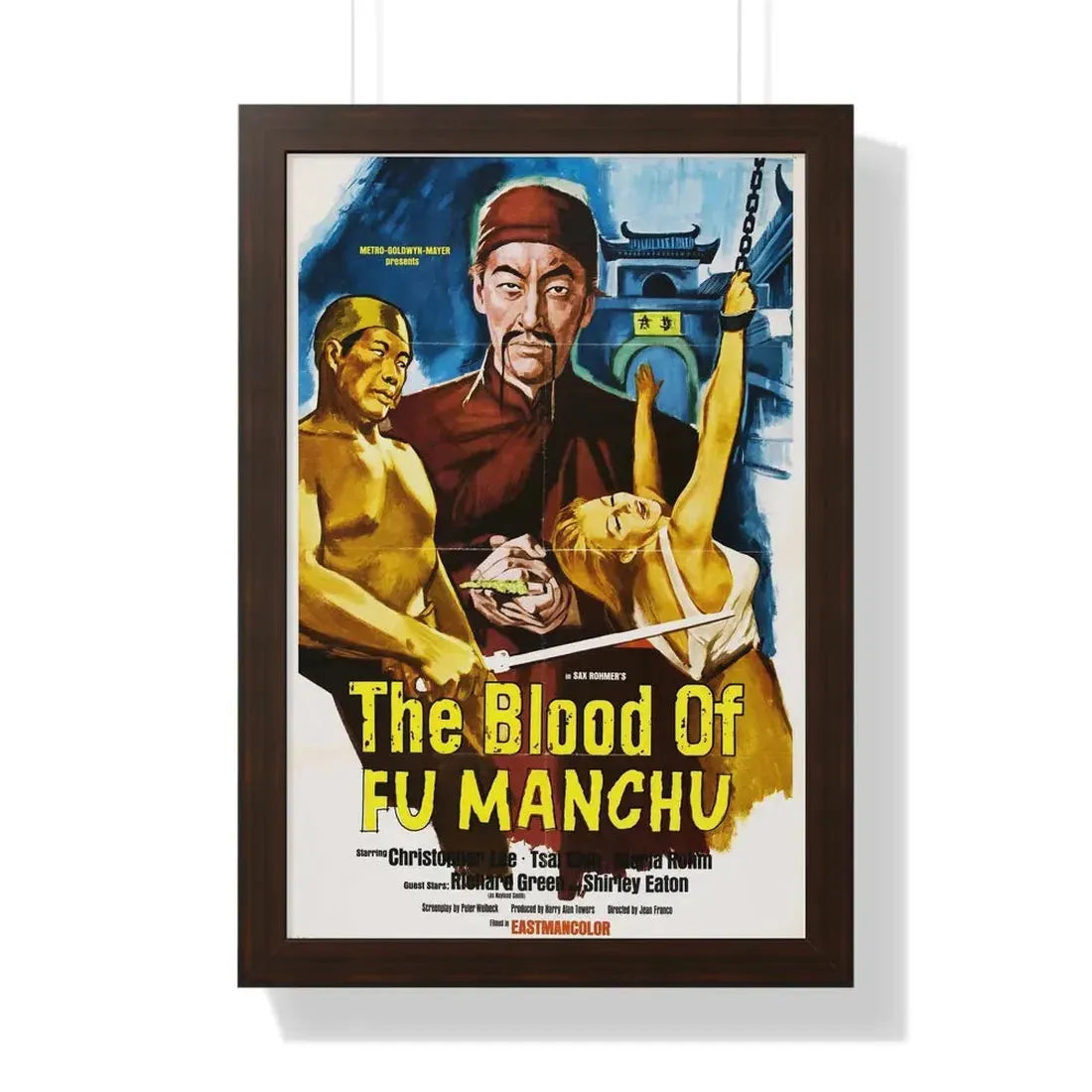 THE BLOOD OF FU-MANCHU 1968 - Framed Movie Poster 16″ x 24″ Walnut - The Sticker Space