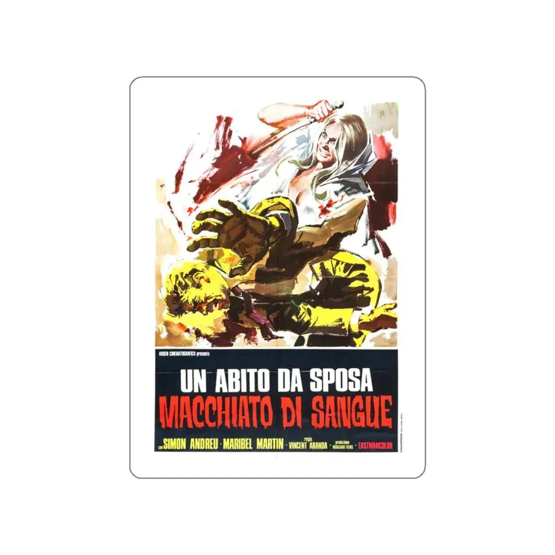 THE BLOOD SPATTERED BRIDE (ITALIAN) 1972 Movie Poster STICKER Vinyl Die-Cut Decal 3 Inch - The Sticker Space