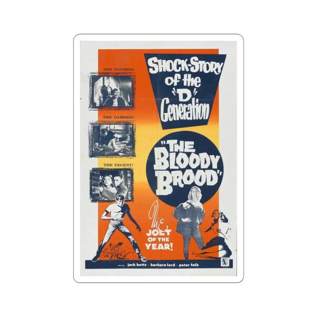 THE BLOODY BROOD 1959 Movie Poster - STICKER Vinyl Kiss-Cut Decal 3 Inch White - The Sticker Space