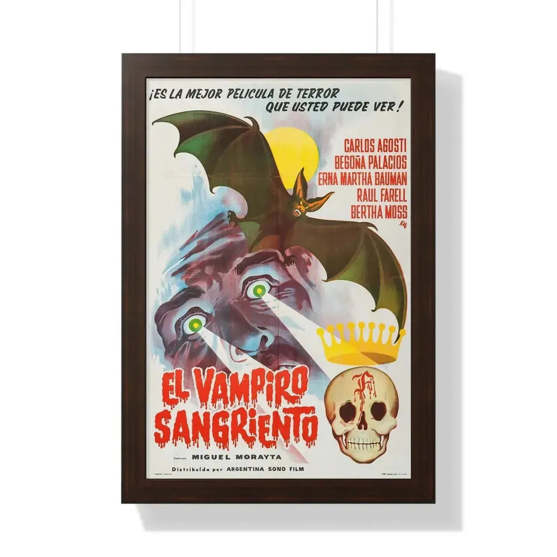 THE BLOODY VAMPIRE 1962 - Framed Movie Poster 16″ x 24″ Walnut - The Sticker Space