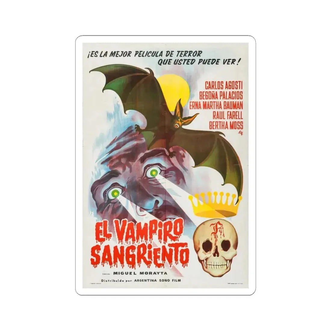 THE BLOODY VAMPIRE 1962 Movie Poster - STICKER Vinyl Kiss-Cut Decal 3 Inch White - The Sticker Space