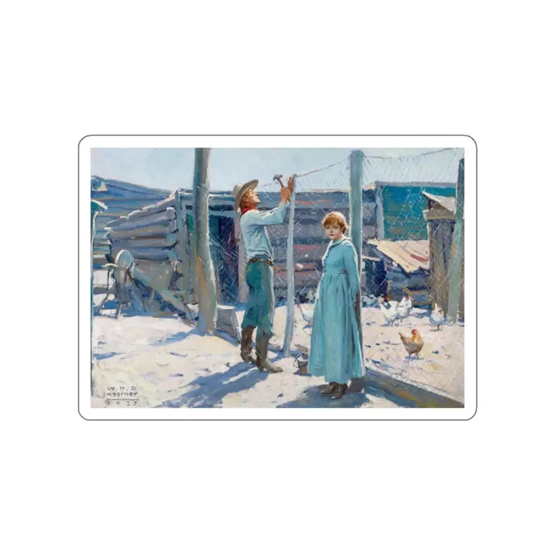 The Blow Hard, 1927 (Magazine Illustration) STICKER Vinyl Die-Cut Decal White Die-Cut 2 Inch - The Sticker Space