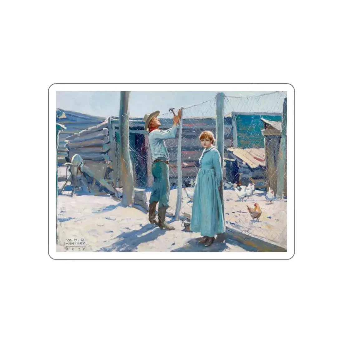 The Blow Hard, 1927 (Magazine Illustration) STICKER Vinyl Die-Cut Decal White Die-Cut 5 Inch - The Sticker Space